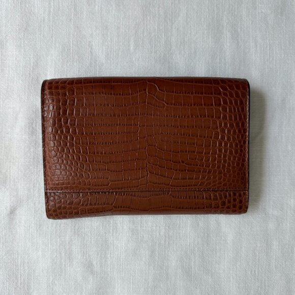 Jimmy Choo Croc-Embossed Leather Bag, Brown - Picture 3 of 7